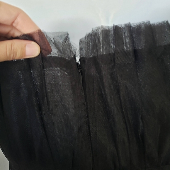 Black Tube Top Mini Dress Tulle Frilly Girly Cocktail Event Party GNO Sexy - Picture 3 of 8